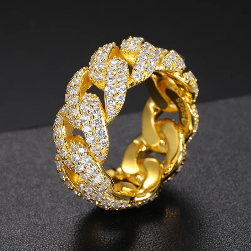 Pavé Cuban Link Ring – “Royal Ice Weave” Edition Yellow Gold 7 - Shop Gold Supply