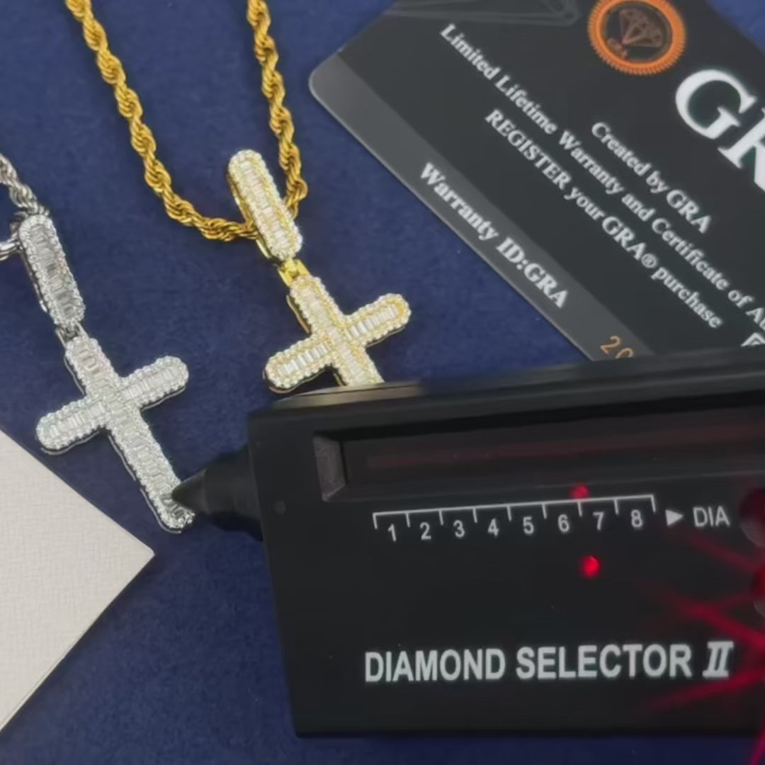 VVS Baguette Cross Pendant – “Baguette Blaze” Edition