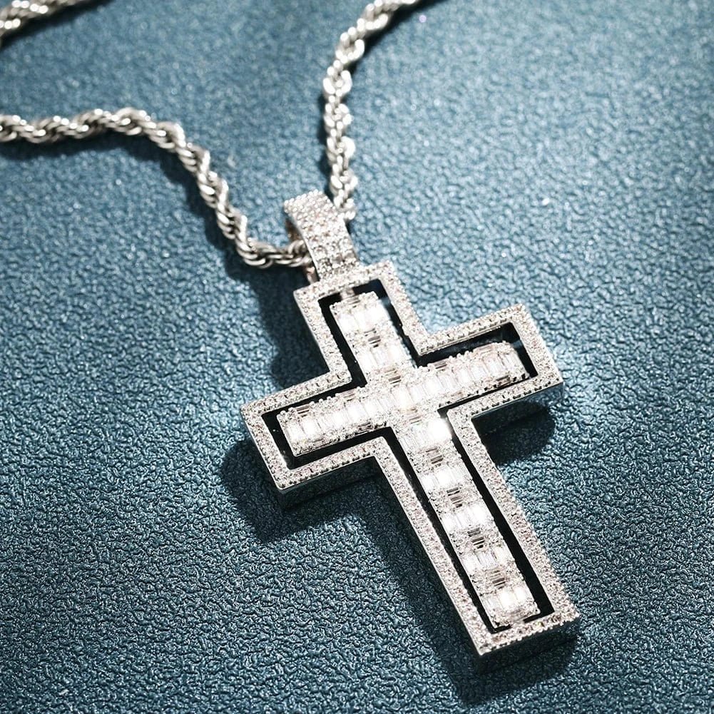 Reversible Iced Cross Pendant – “Double Blessing” Edition 30 IN FREE Rope - Shop Gold Supply