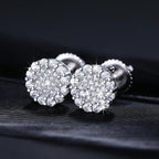 Round Halo Moissanite Stud Earrings – “Solar Burst” Edition White Gold - Shop Gold Supply