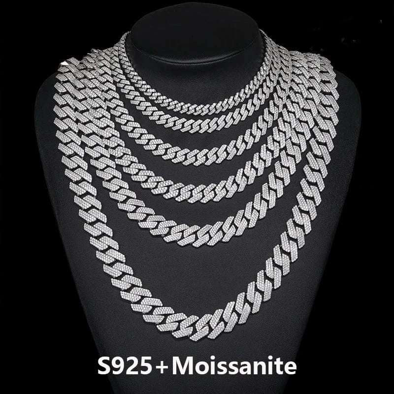 Moissanite / 8MM / 18 IN (Necklace) Square-Edge Cuban Link Chain – “Arctic Edge” Edition - The Gold Supply