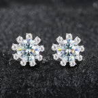 Sunburst Iced Stud Earrings – “Solar Flare” Edition White Gold Moissanite - Shop Gold Supply