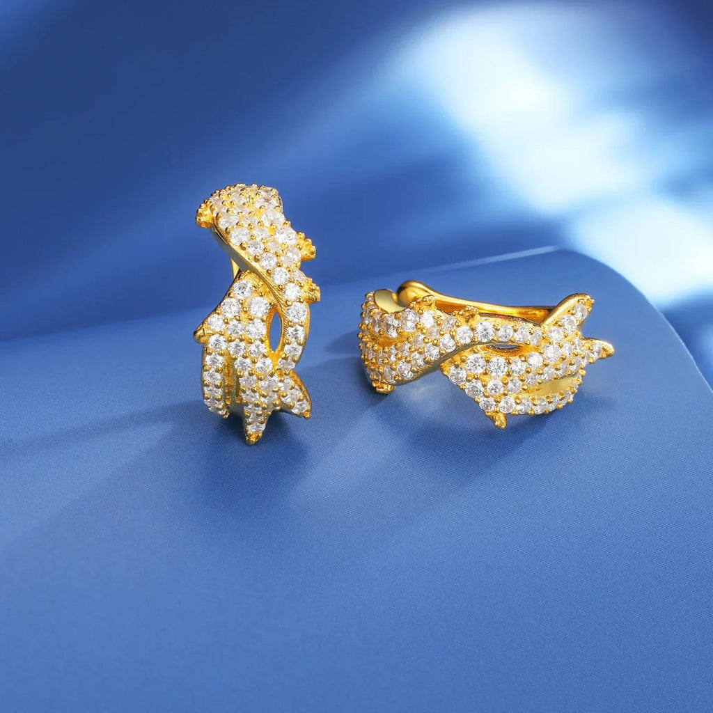 Thorn Clip Earrings – “Icebound Thorns” Edition Moissanite Yellow Gold 1pc - Shop Gold Supply