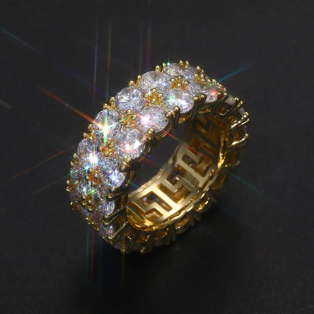 Two - Row Moissanite Band Ring – “Twinfire Ice” Edition Yellow Gold 8 - Shop Gold Supply