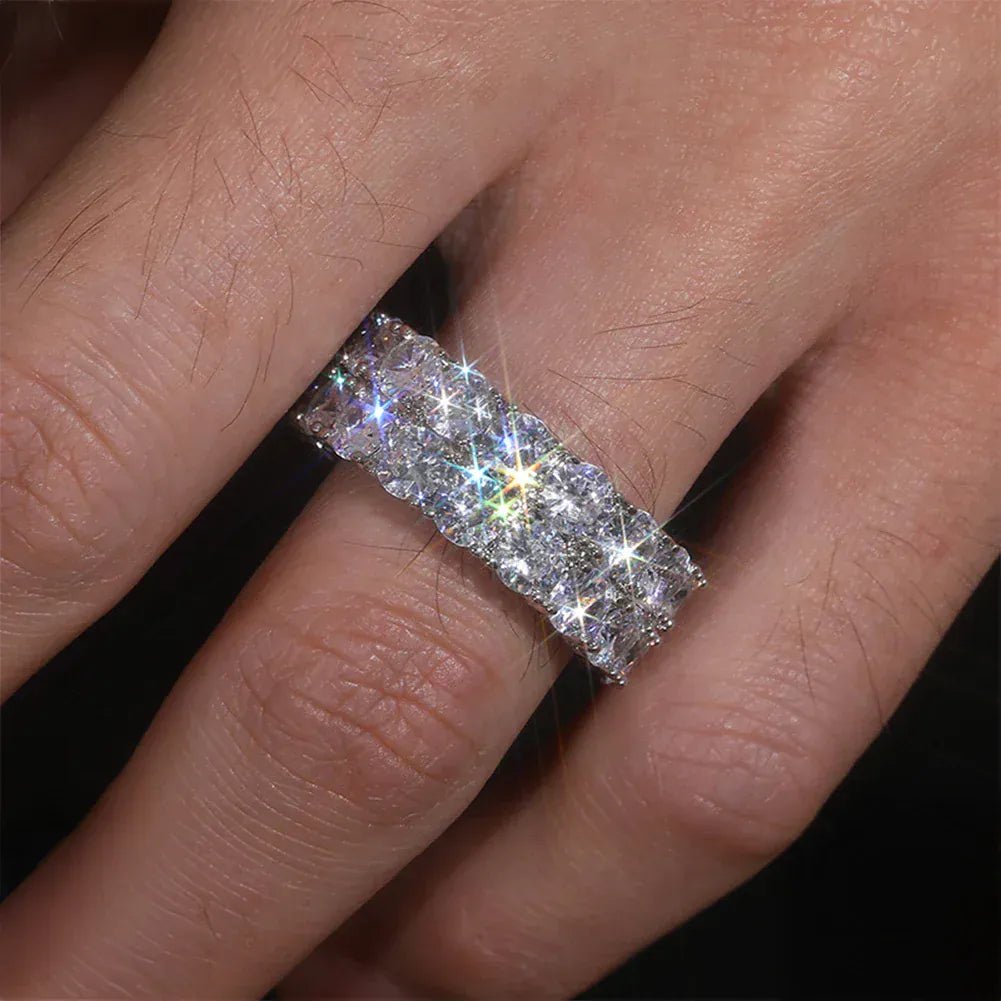 Two - Row Moissanite Band Ring – “Twinfire Ice” Edition Yellow Gold 8 - Shop Gold Supply