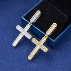 VVS Baguette Cross Pendant White Gold Moissanite FREE Never Tarnish Rope - Shop Gold Supply