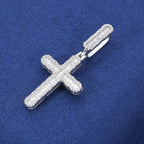 VVS Baguette Cross Pendant White Gold Moissanite FREE Never Tarnish Rope - Shop Gold Supply