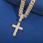 VVS Baguette Cross Pendant White Gold Moissanite FREE Never Tarnish Rope - Shop Gold Supply