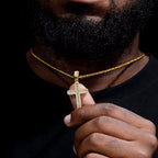 VVS Baguette Cross Pendant White Gold Moissanite FREE Never Tarnish Rope - Shop Gold Supply