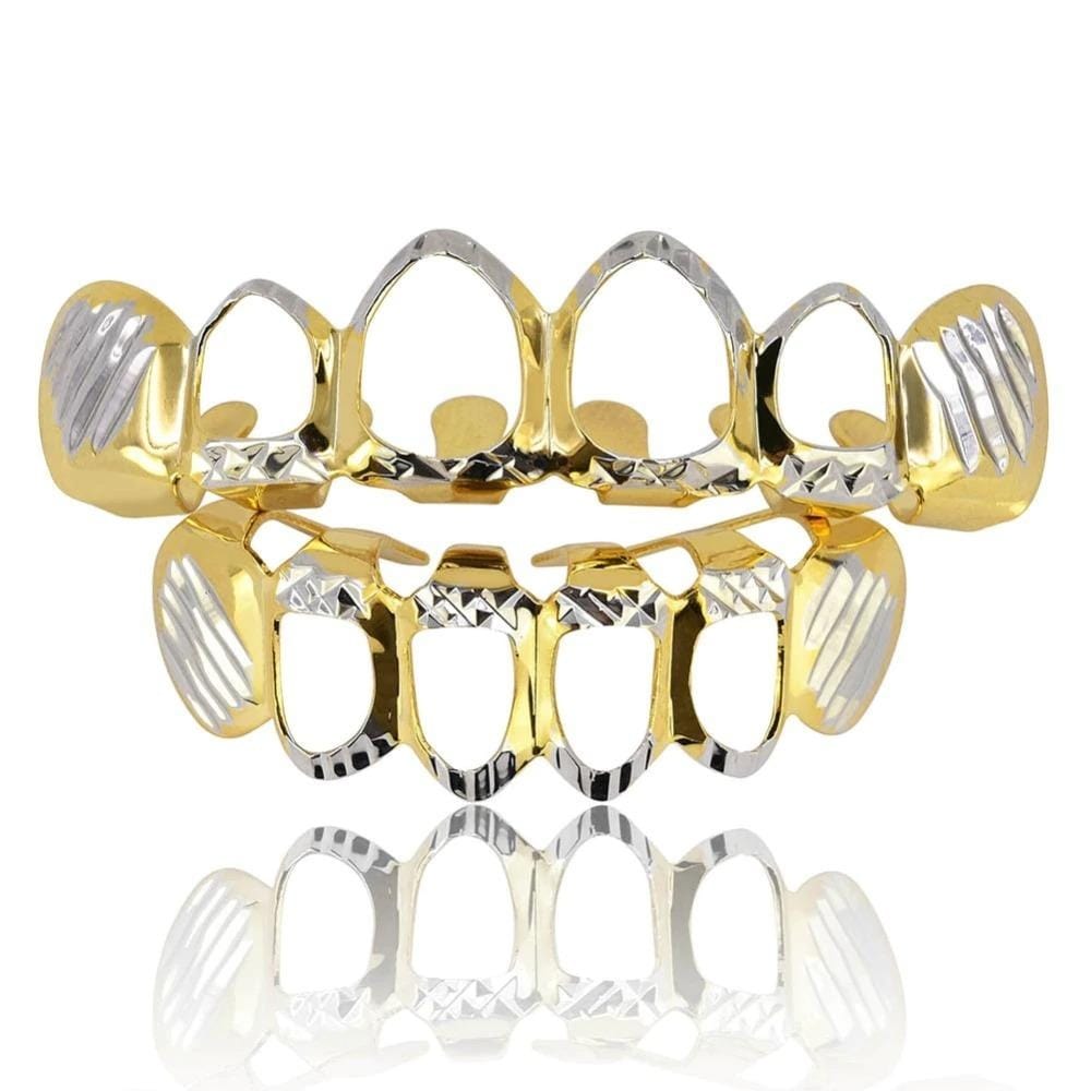 Diamond - Cut Open Grillz Two - Tone Set - Shop Gold Supply