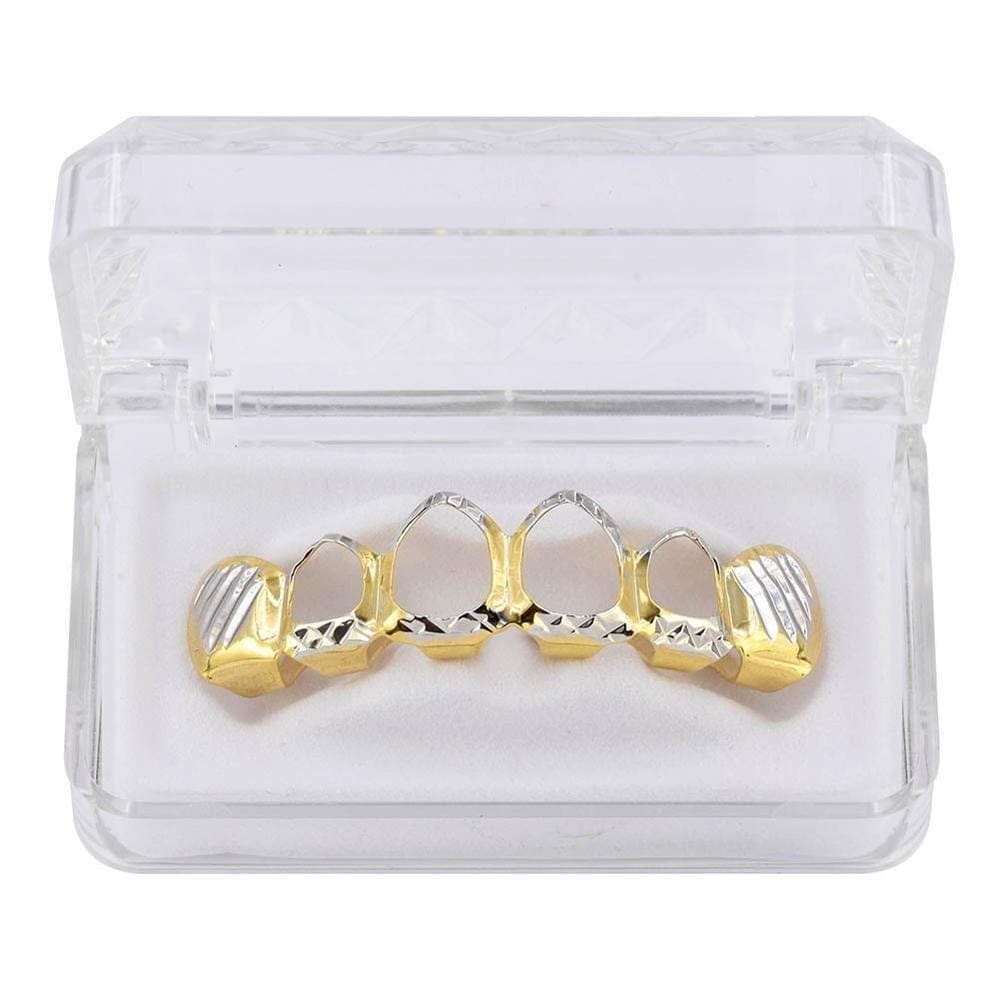 Diamond - Cut Open Grillz Two - Tone Top - Shop Gold Supply